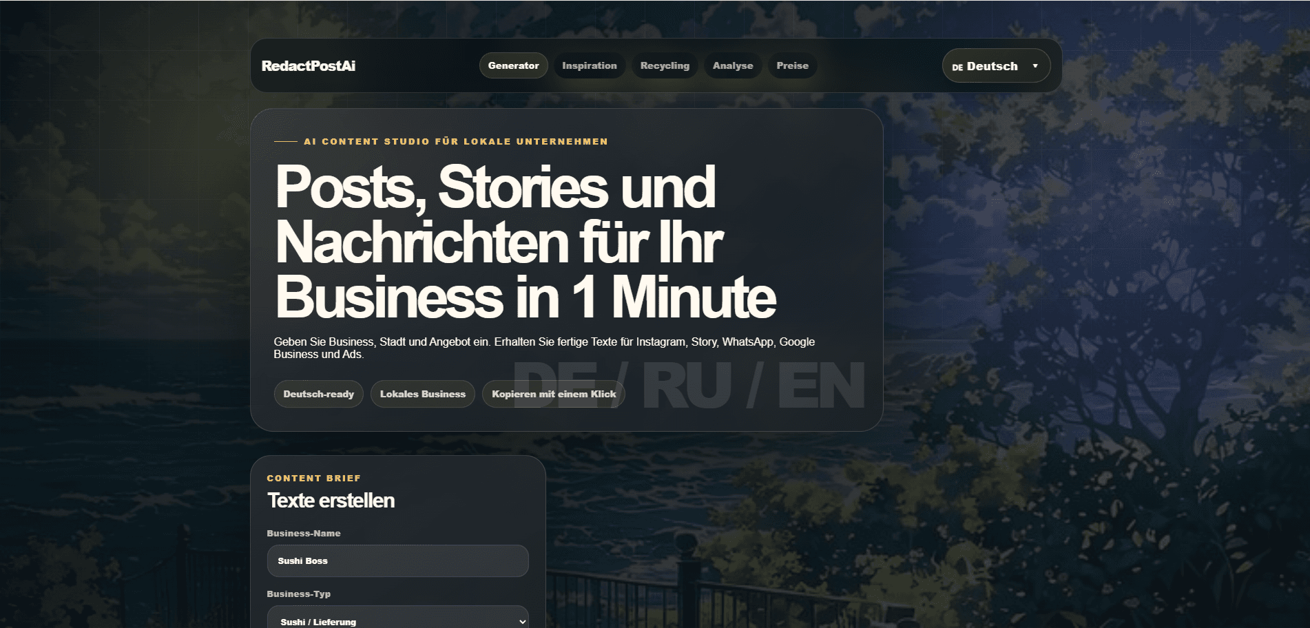 LocalPost AI interface screenshot
